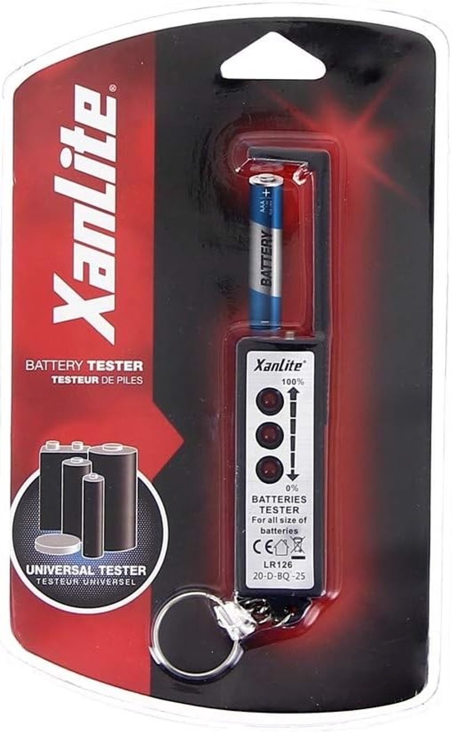 Batterijtester - Grijs/Zwart - Kunststof - Voor het Testen van Alle Soorten Batterijen