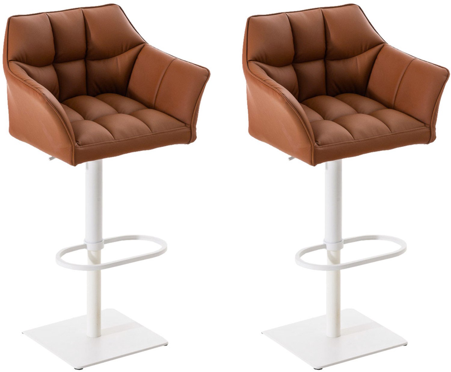 Luxe Comfort Barkruk - Set van 2 - Verstelbaar - Kunstleer - Lichtbruin licht bruin wit