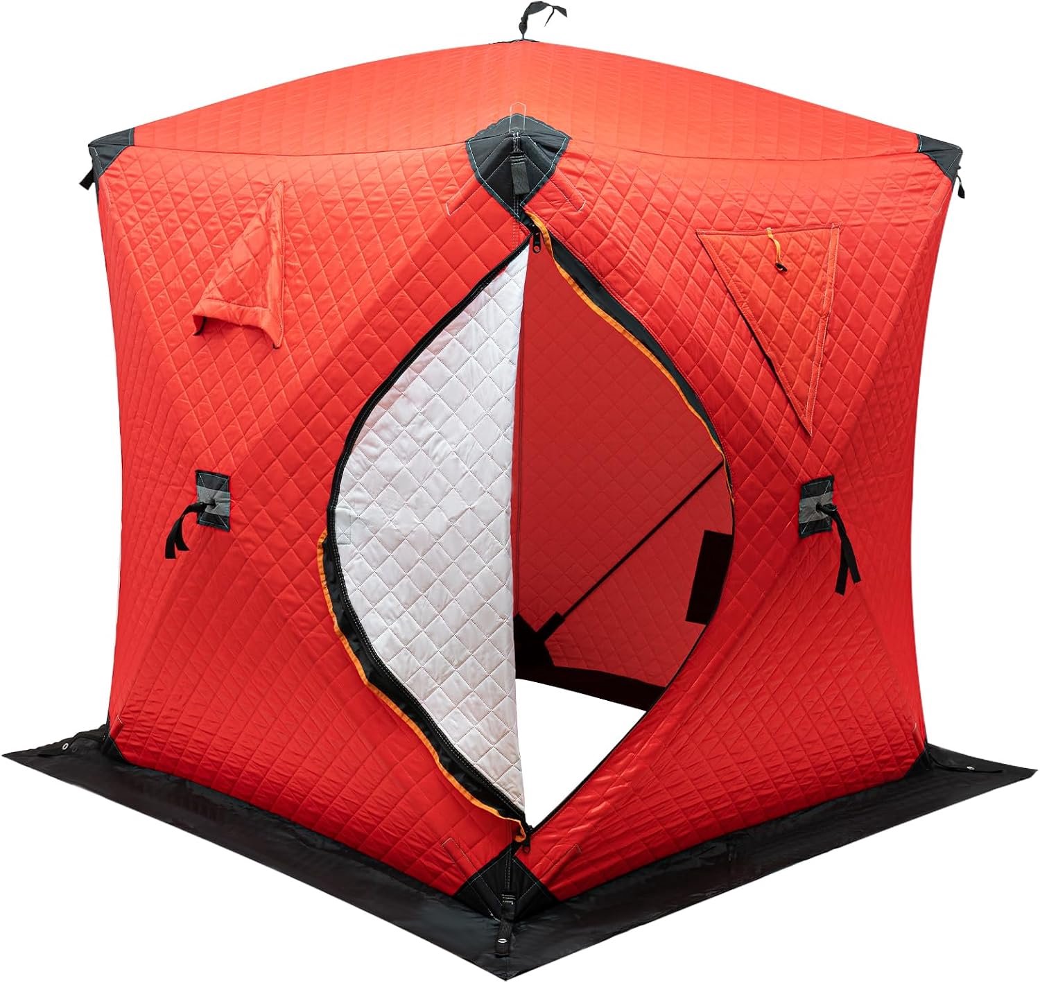 Wintertent, outdoor campingtent voor wintervissen, nachtvissen, ijsvissen, draagbare ijs-hengeltent, 210D Oxford-weefsel, 145 x 145 x 165 cm, 2 personen, thermische tent