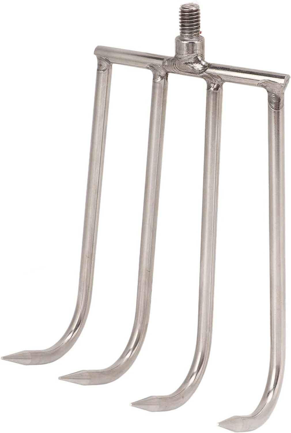 4 tanden hark, roestvrij staal 4 tanden handhark draagbare aquatische onkruidhark met 8 mm schroefdraad interface telescopische paal retriever hark voor vissen (klein)