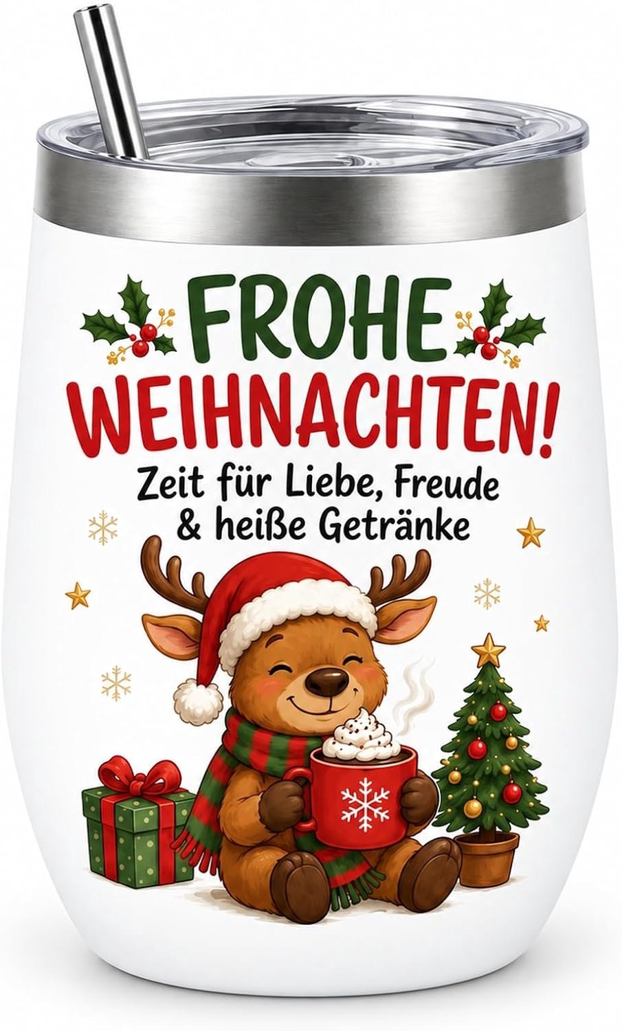 Kerstmok grappig, beker
