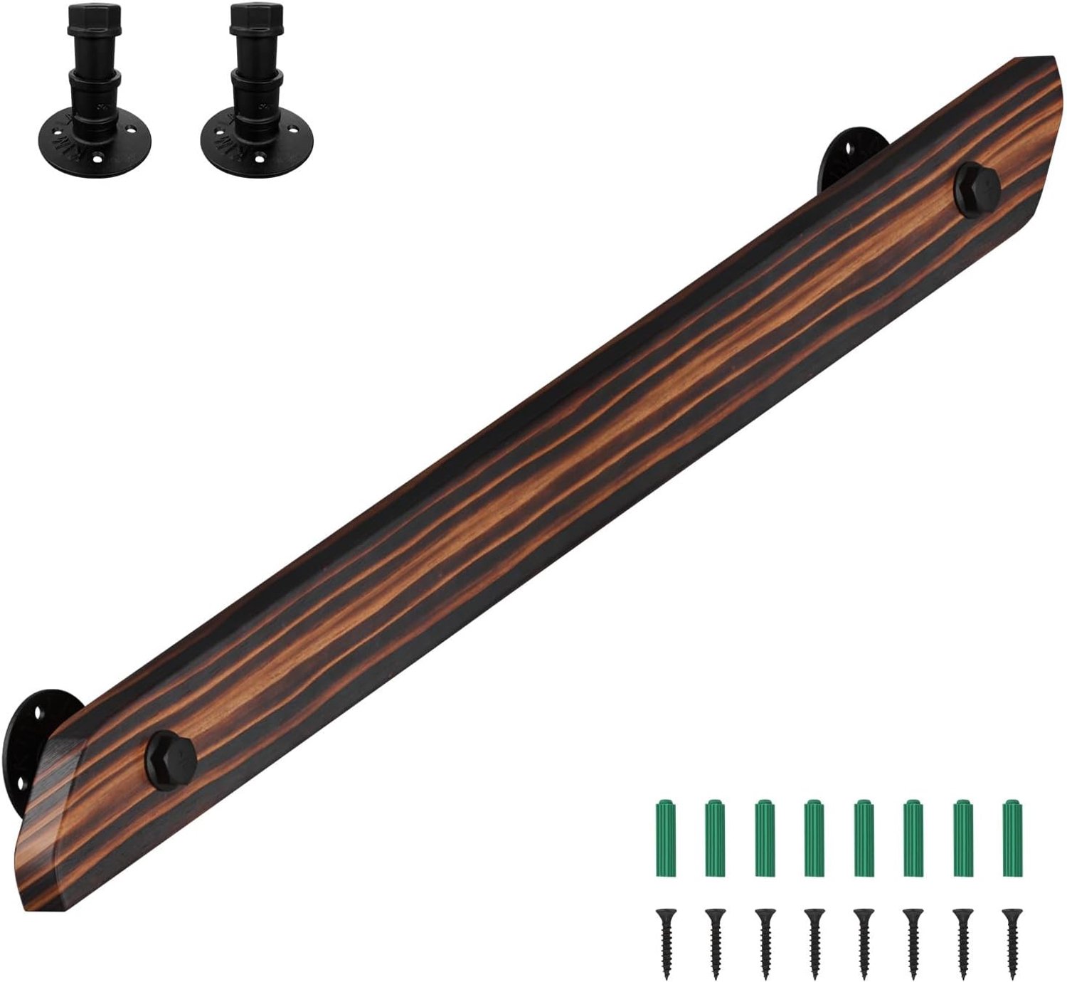 Leuning van hout, 100 cm, grenenhout, leuning, wandtrap, antislip houten trapleuning met wandhouders, montagemateriaal, bruin