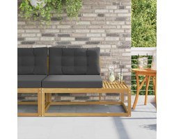 Eindbank van massief acaciahout met lattendesign, 115 x 83 x 73 cm, inclusief polyester zitkussen voor terrassen en tuinen