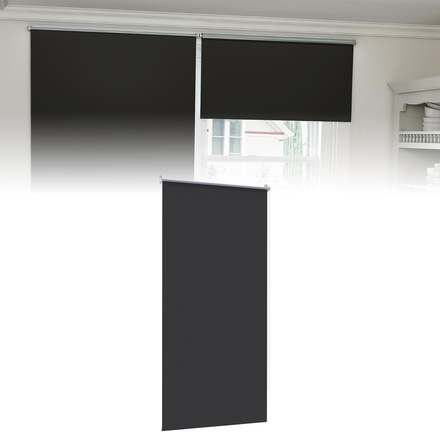 Rolgordijn zonder en met boren Klemmfix raamrolgordijn zijtrekrolgordijn zwart 120x160cm rolgordijn voor binnenramen