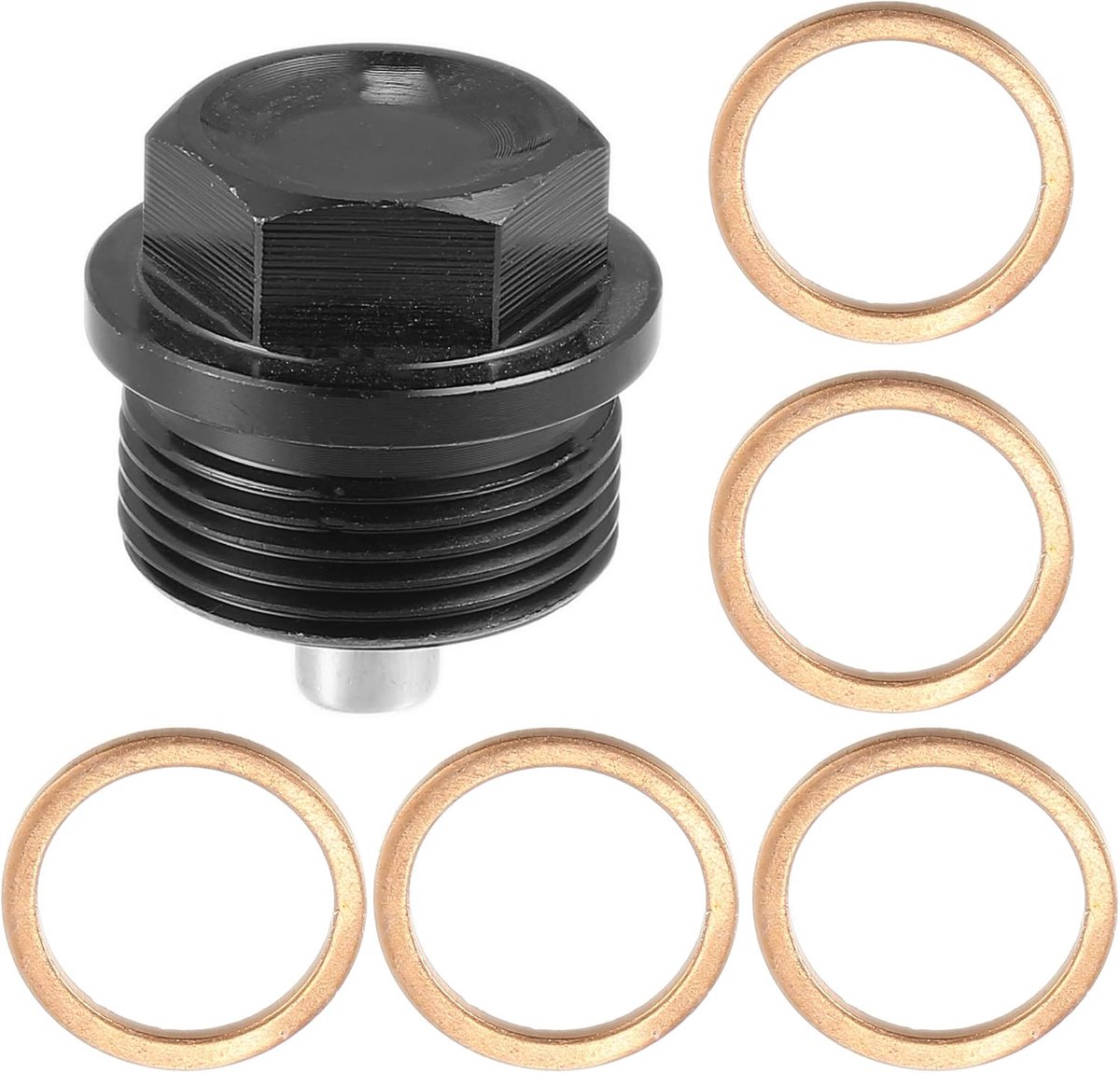 1 set afvoerschroeven M24 x 1,5 motoroliecarterstop met 5 sluitringen voor auto, zwart
