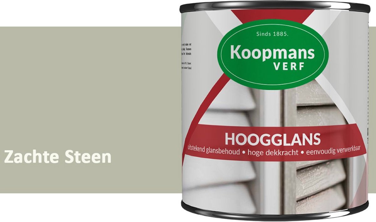 Koopmans Hoogglans Lakverf Binnen & Buiten – Voor Hout en Metaal – Krasvast – Hoge Dekkracht – Kozijnen, Deuren & Meubels – Zachte Steen – 2,5 l