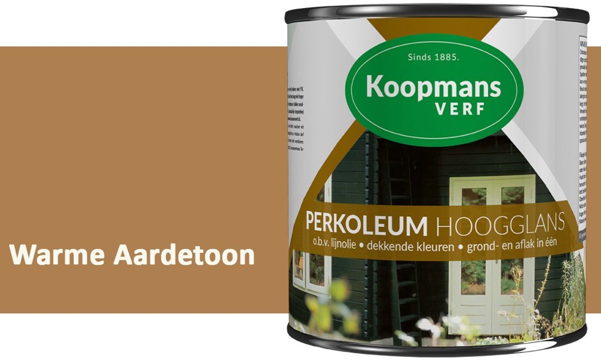 Koopmans Perkoleum Hoogglans Dekkend – Warme Aardetoon – 750 ml – Dekkende Beits Buiten – Schutting, Gevel & Tuinhout