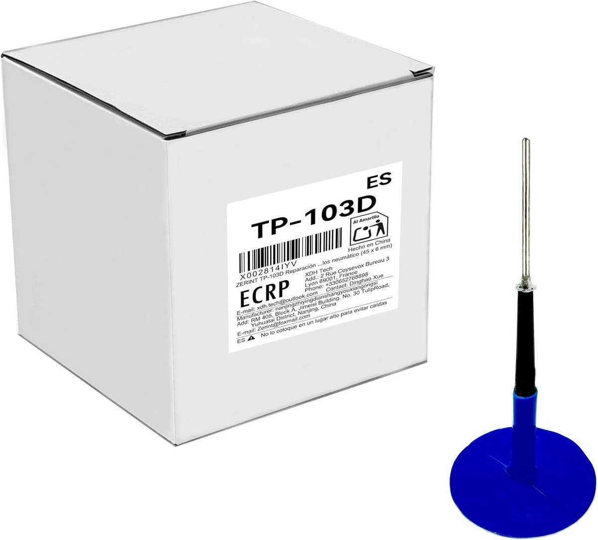 Bandenreparatieset auto - Grijs met blauwe coating - TP-103D - Rubberen stoppen met geïntegreerde stop - Voor auto, motorfiets en vrachtwagen