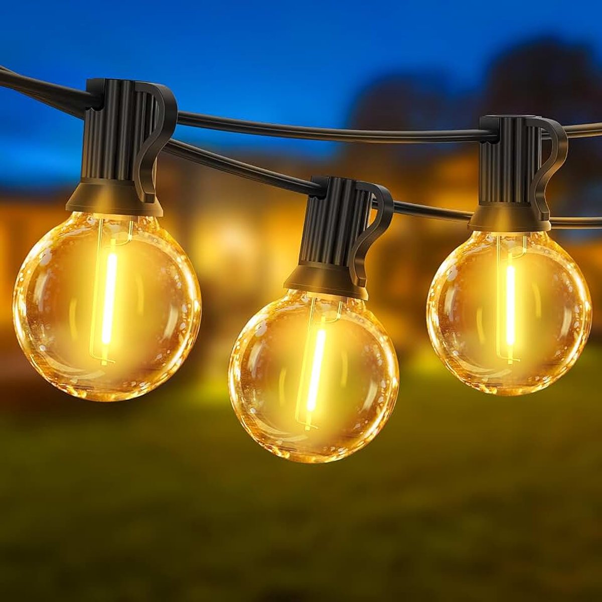 Lichtsnoer voor buiten, 45 m, voor buiten, tuin, G40, lampen, paviljoen, balkon, lichtkettingen binnen