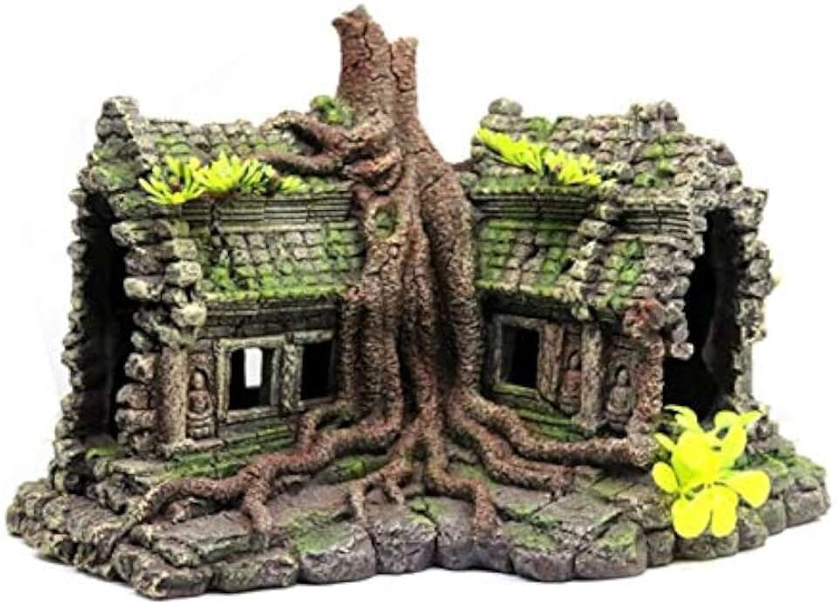 Beeldje hars imitatie houten wortel huis ruïnes aquarium ornament aquarium decoratie