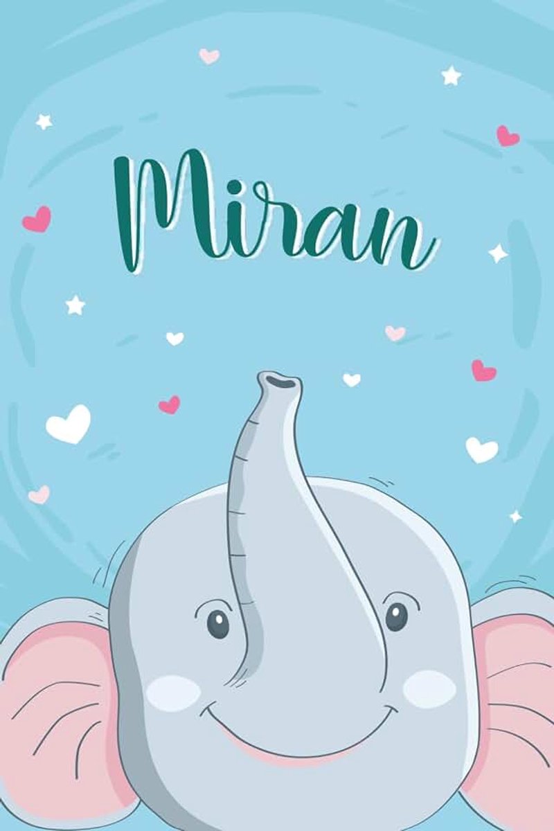 Personnalisé avec prénom Miran | Cadeau d'anniversaire pour enfant, garçon, frère, copain ... | Petit éléphant | 110 pages lignée, Petit Format 6x9 pouces (15,24 x 22,86 cm)