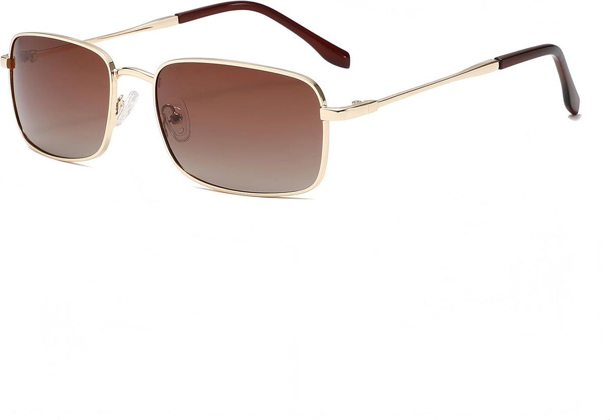 retro klassieke rechthoekige zonnebril voor dames en heren, slank metalen frame, vintage rechthoekige bril