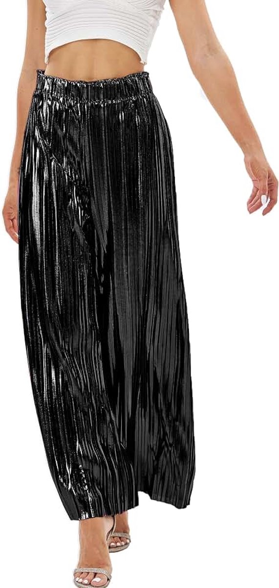 Metallic wijde pijpen voor dames, goud, zilver, casual jurk, avondfeest, clubwear broek