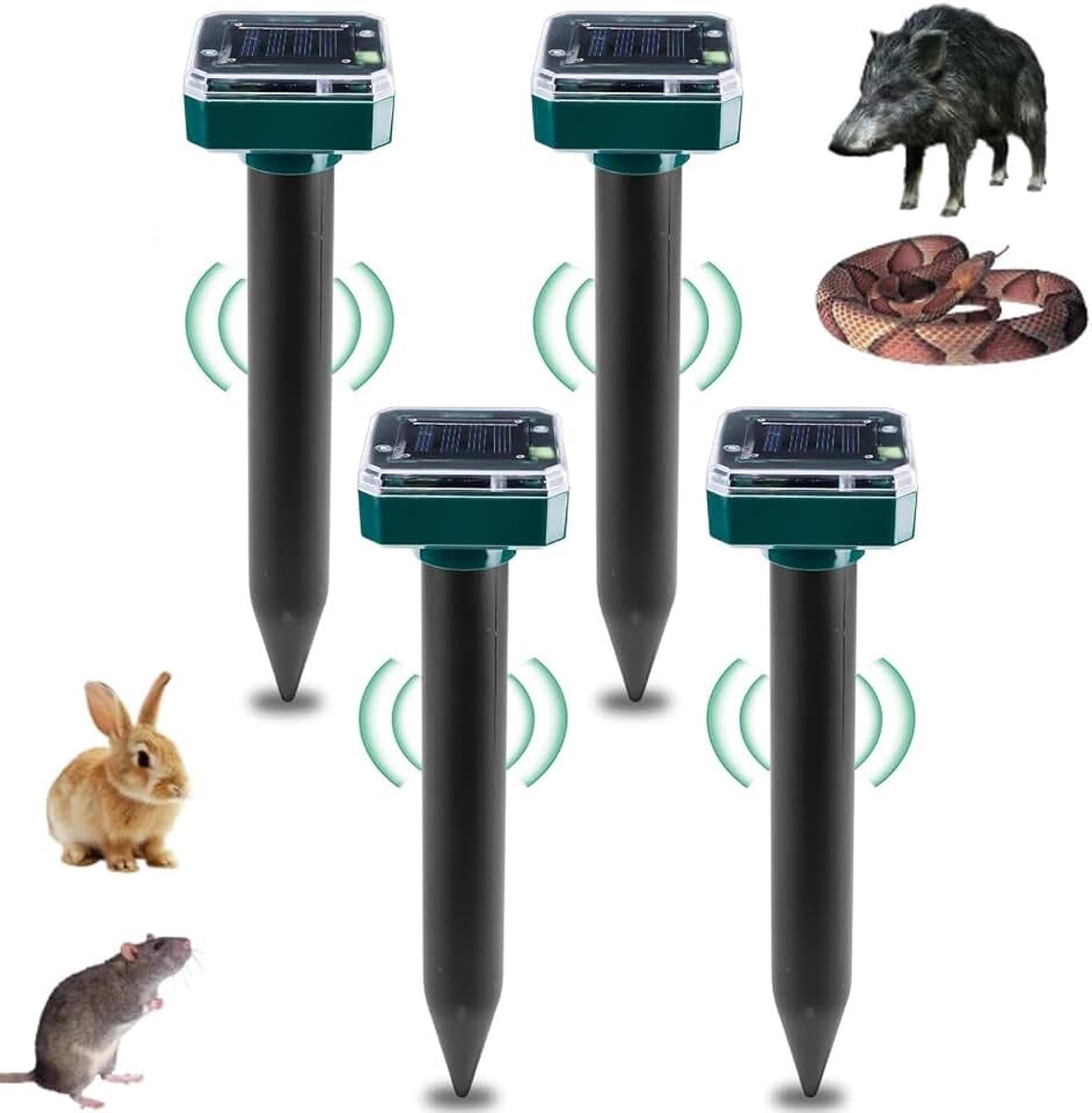 Mollenverjager op zonne-energie, IP65 waterdicht, voor tuin, gazon, gopher (4)