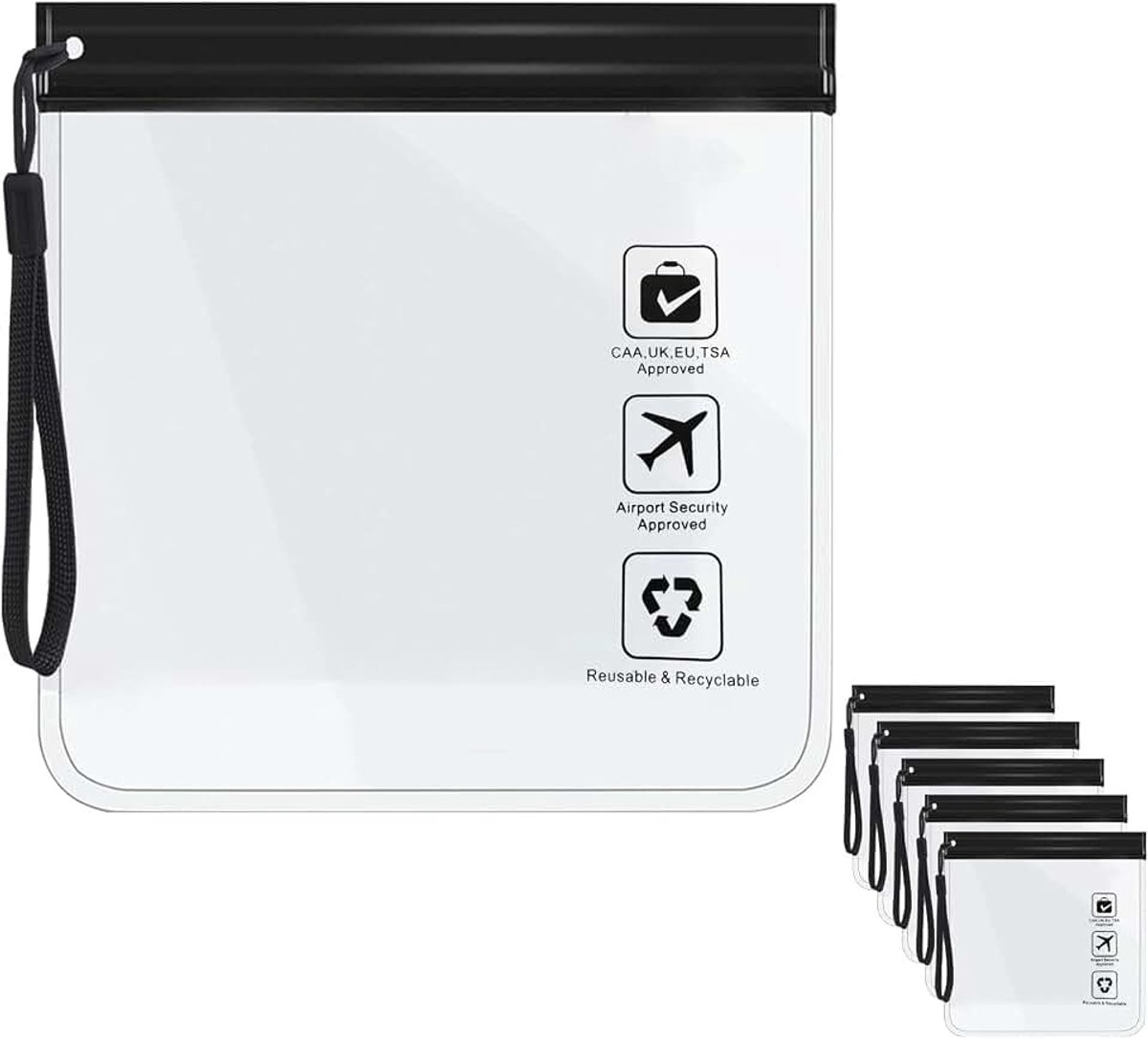 Goedgekeurde toilettas, 5 stuks kwartmaat luiertas cosmetische organizer zakjes met handvat voor vrouwen mannen, waterdichte en lekvrije reistassen voor vloeistoffen, make-up