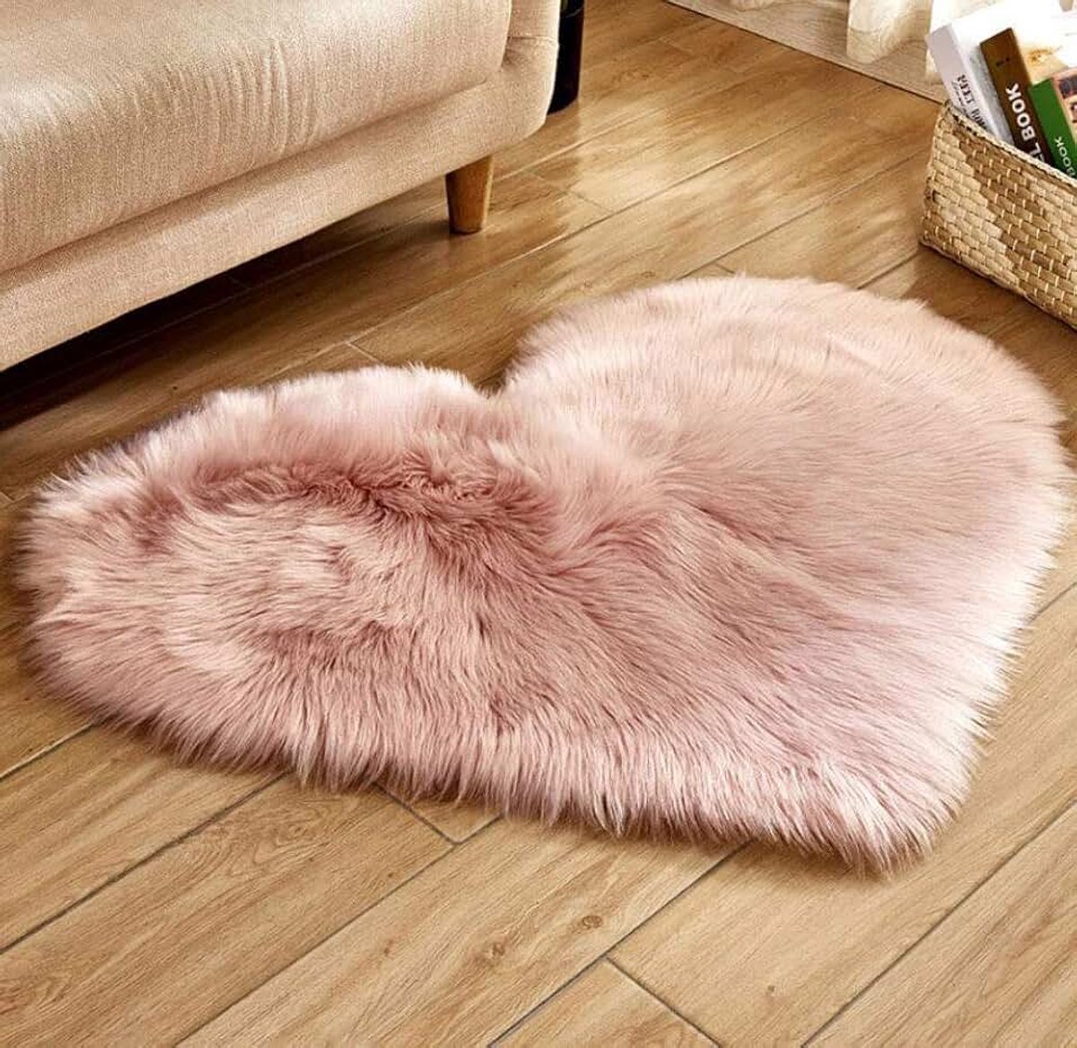 Lamsvel tapijt kunstbont mat sofa deco 29 (roze, 40 x 50)