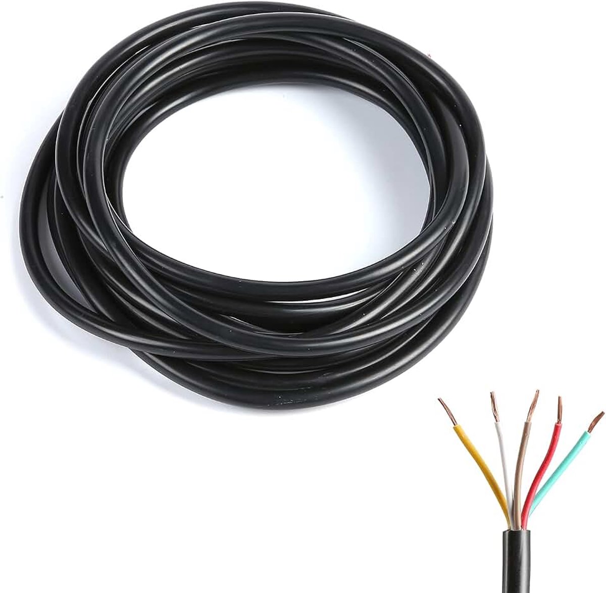 5-pins 5 m aanhangerkabel, autokabel rond, 5 Core-kabel, 12 ampère, 0,65 mm², voor aanhangers, caravan, led-achterlichten, bekabeling verbinden