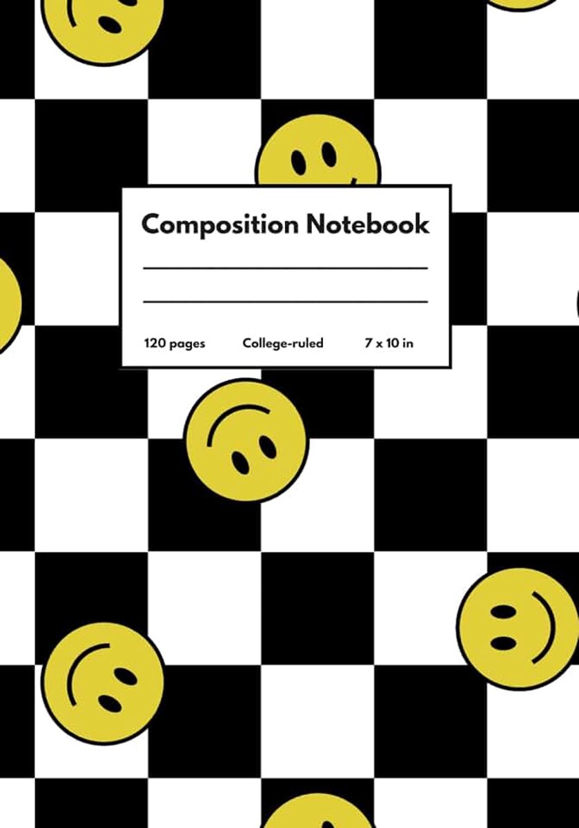 Smiley Face Notebook: Cute Retro College Ruled Composition Notebook for Students, Teens & Everyday Writing | 120 Pages | 7 x 10 Inches