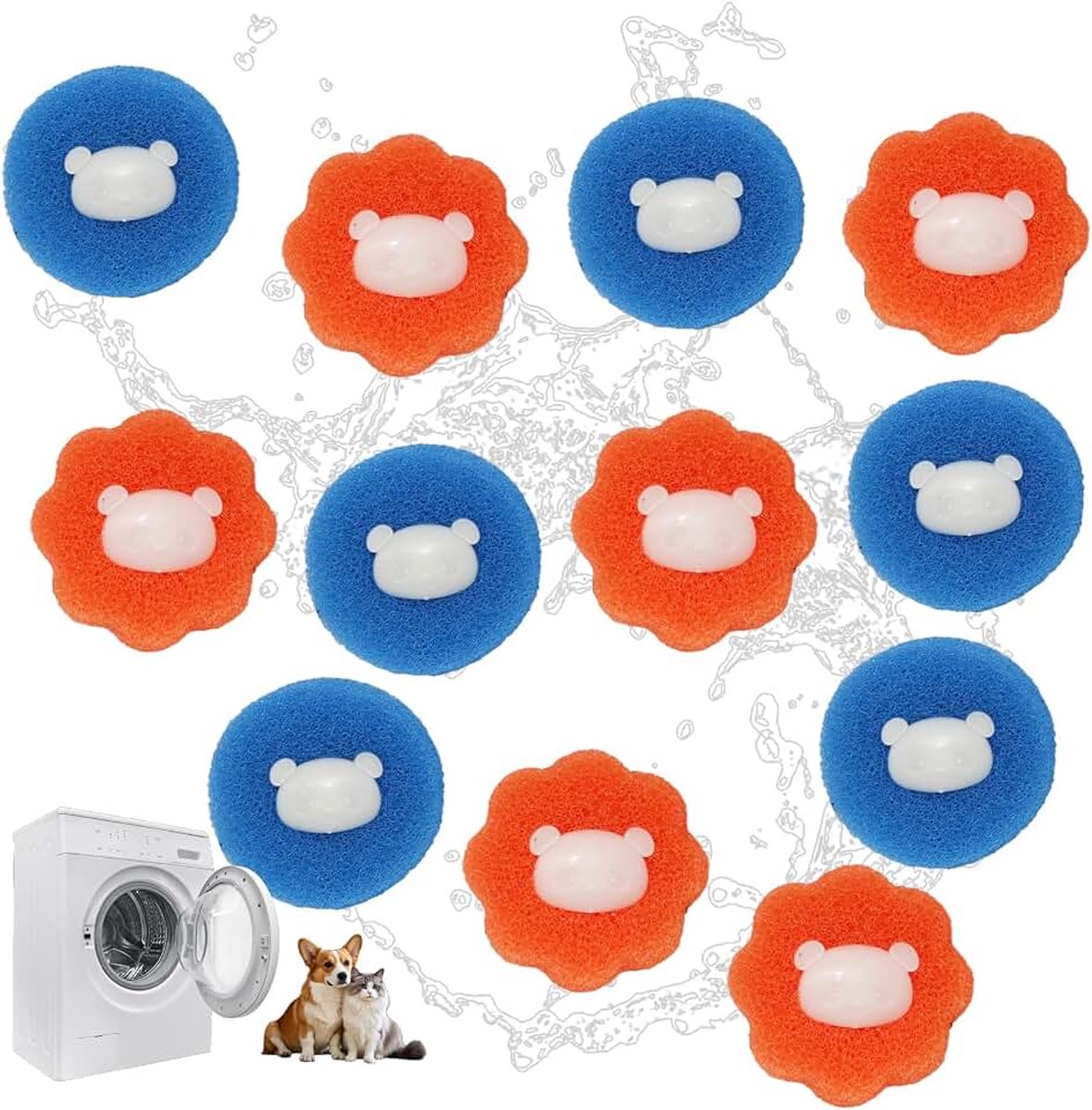 Wasmachine, 12 Wasballen, Herbruikbare Pluisballen voor Wasmachine, Wasmachine Haarvanger, Haarvanger voor Hondenharen, Kattenvacht, Dierenhaar