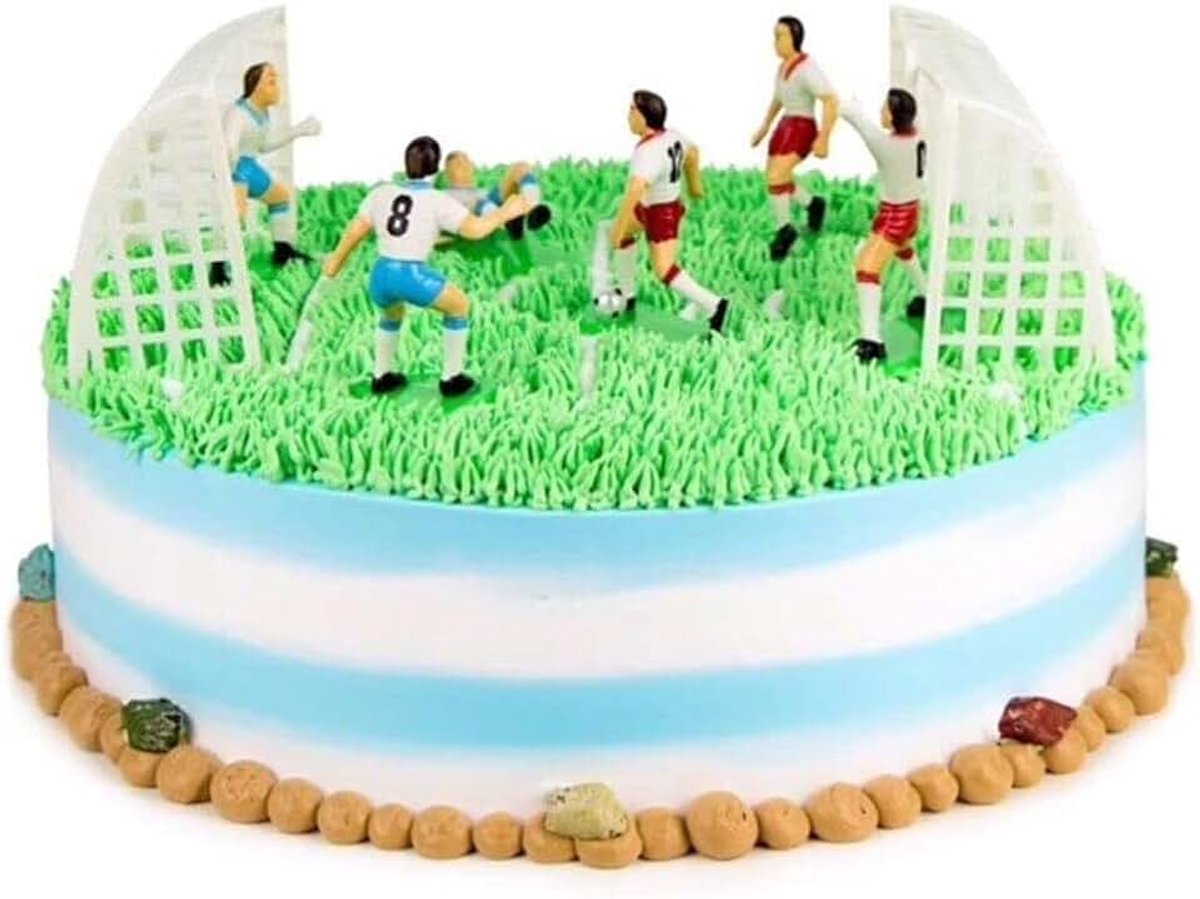 Voetbal/voetbaltoppers voor cake en cupcakes, set van 9 aantrekkelijke verwerkte taarttoppers voor sportthema, babyshower, feestbenodigdheden, taart- en cupcaketoppers