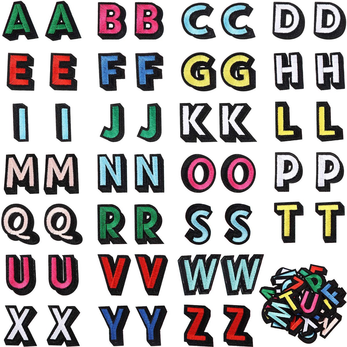Strijk op letterpatches naaialfabet letterpatches geborduurde patch letter A-Z voor hoeden, jassen, overhemden naaiprojecten DIY (52)