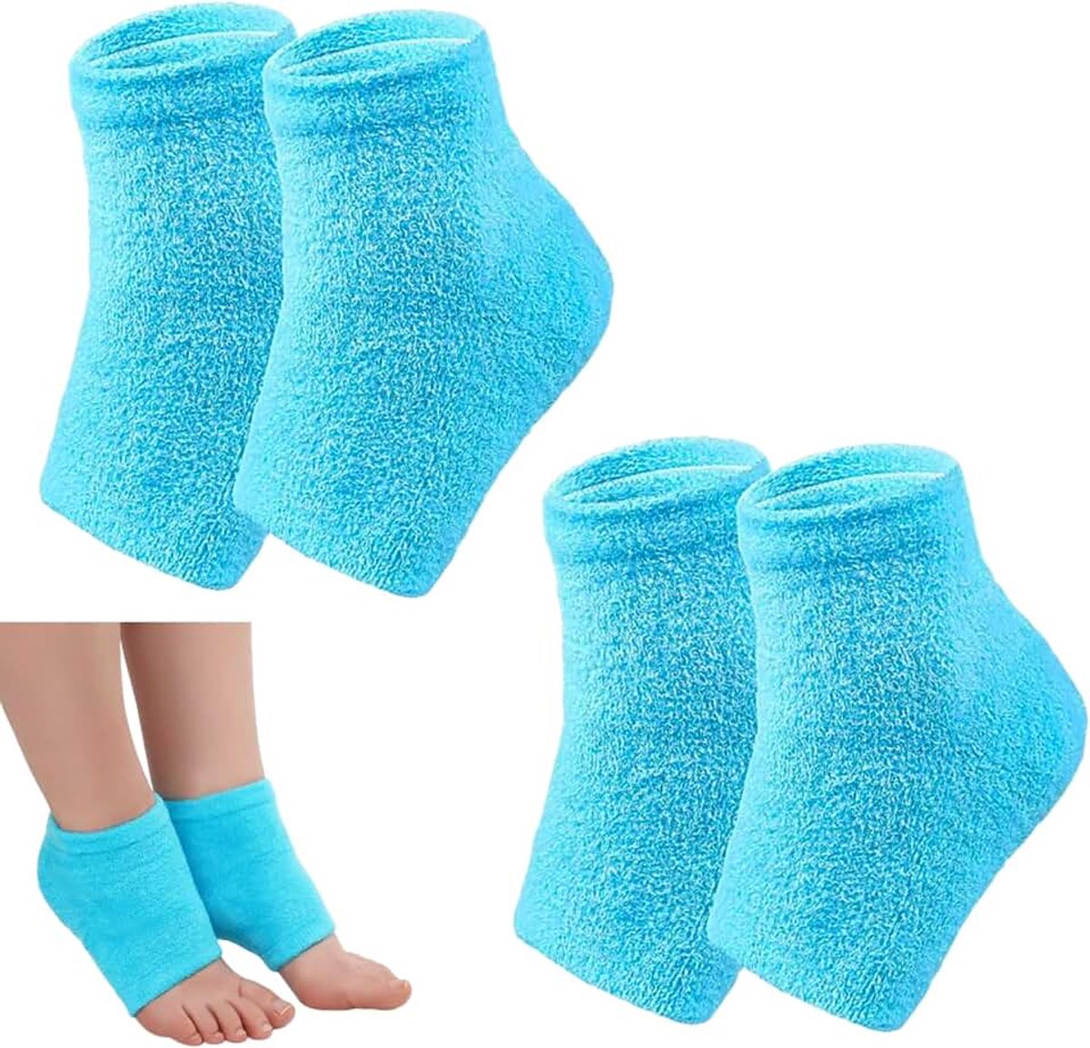 2 Paar Feuchtigkeitsspendende Fersensocken,Hydra Gel-Fersensocken für Rissige Fersen & Hornhaut,Feuchtigkeitscreme Socken Reparatur Trockener Füße,Weiche Flauschige Schlafsocken für Damen,Atmungsa