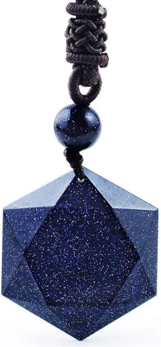 Hanger Blauwe Zandsteen,David Ster Kristallen Amulet Ketting For Mannen Vrouwen (Verstelbaar Koord, Donkerblauw)