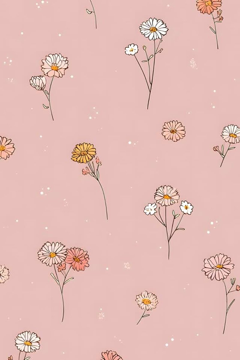 Dusty Pink Floral Grid Notebook: Cute Pastel Daisy Flower Pattern Journal, 6x9 Inch Graph Paper, 110 Pages