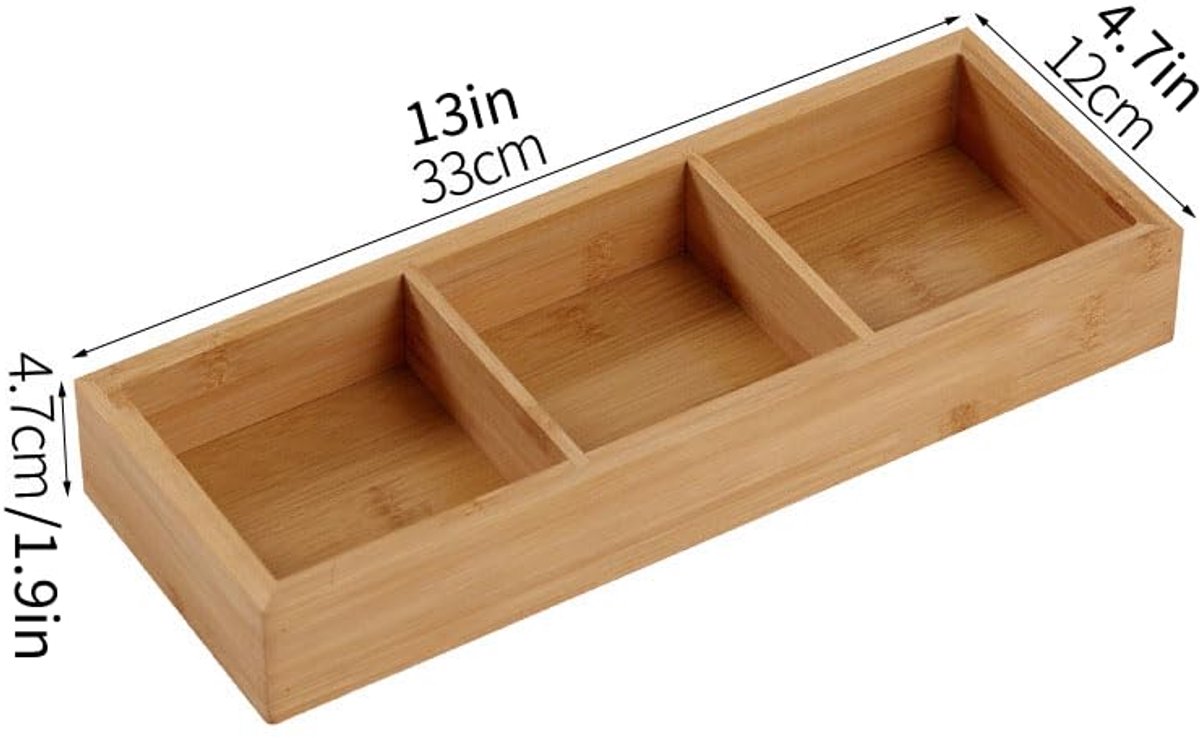 Lade Organizer - Bestekbak Hout - Bamboe Opbergbakjes - Keuken Ladeverdeler - Bureau Organizer - Badkamer Mandje - Sorteerdoos Langwerpig - Theedoos Houder - Make Up Kwasten Houder - Duurzaam Materiaal - Veelzijdige Opbergers - Houtkleur - 1 Stuk — cadeau in Cadeau-ideeën - foto 3
