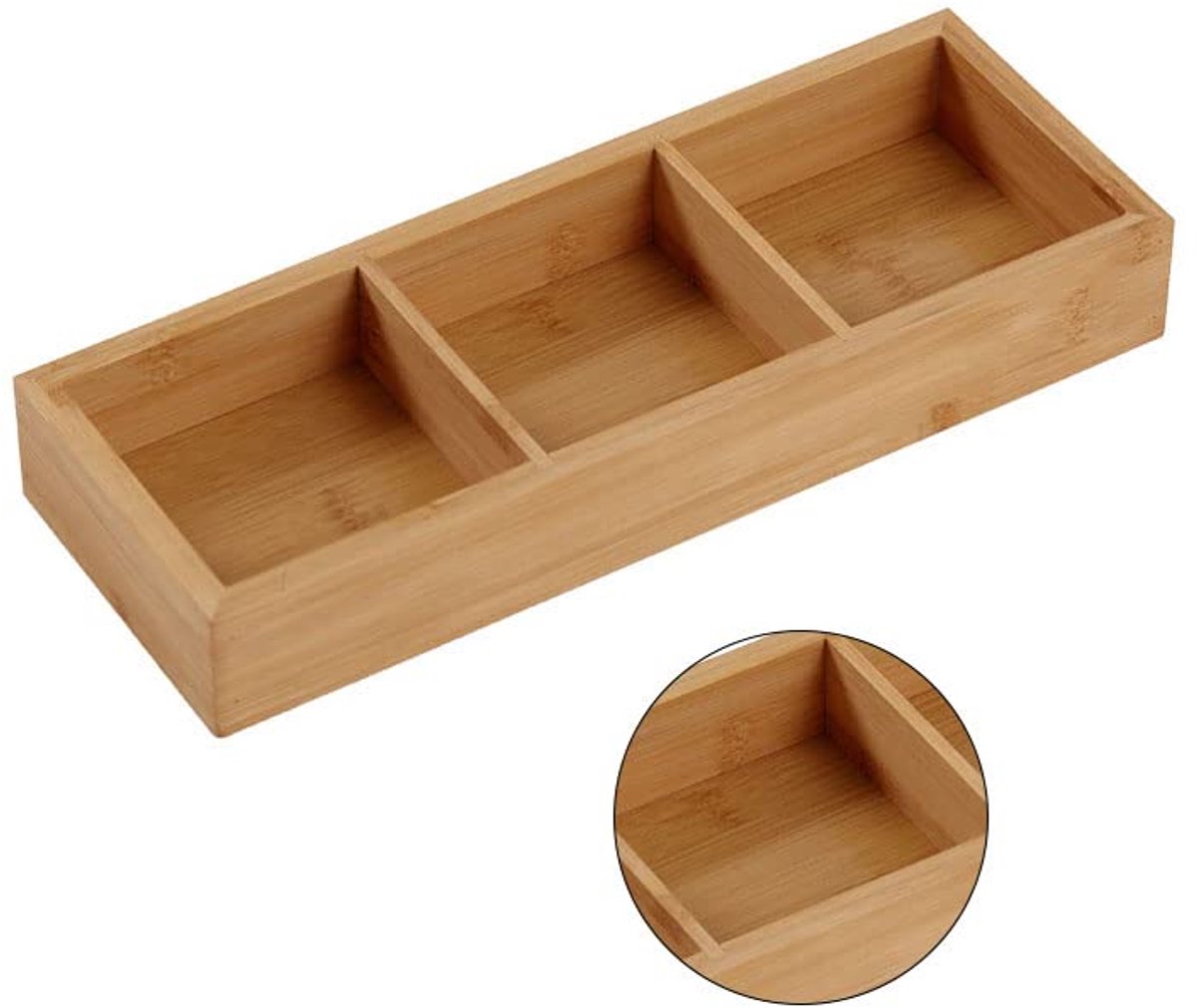 Lade Organizer - Bestekbak Hout - Bamboe Opbergbakjes - Keuken Ladeverdeler - Bureau Organizer - Badkamer Mandje - Sorteerdoos Langwerpig - Theedoos Houder - Make Up Kwasten Houder - Duurzaam Materiaal - Veelzijdige Opbergers - Houtkleur - 1 Stuk — cadeau in Cadeau-ideeën - foto 6