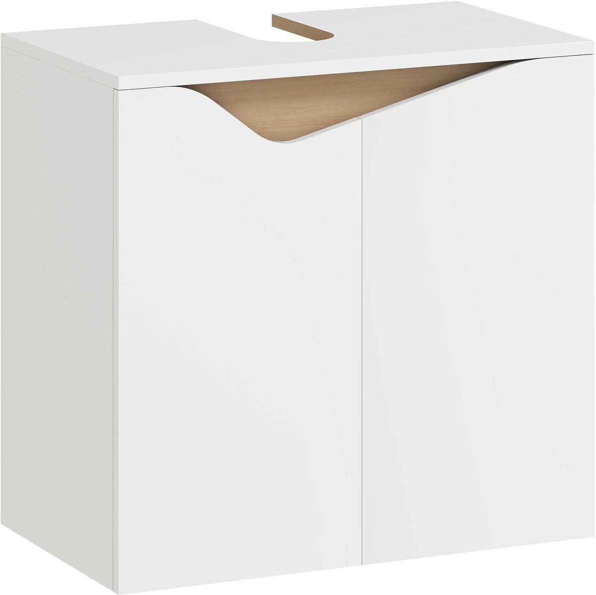 Badkamermeubel met twee soft-close deuren - afmetingen: 60 cm x 35 cm x 57,9 cm - wit