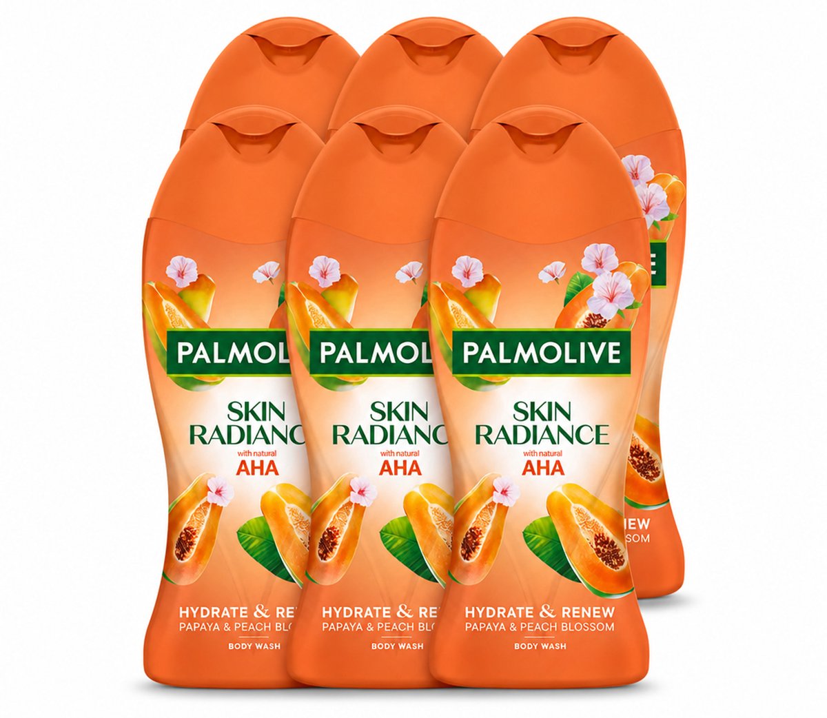 6 x Palmolive – Douchegel – Skin Radiance Papaya Peach – 250 ml - Voordeelverpakking - 6 stuks
