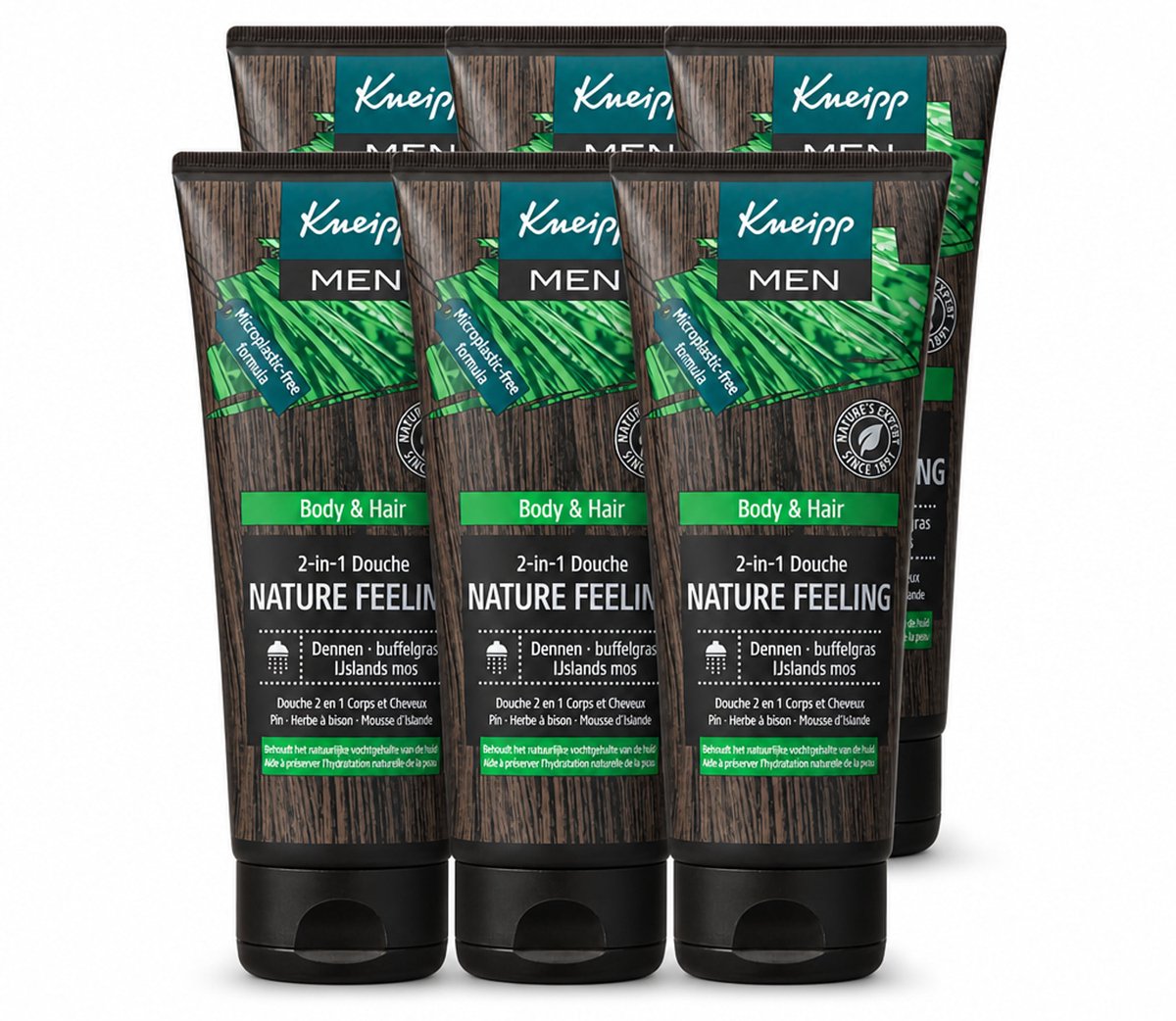 6 x Kneipp - Douchegel - Men - Nature Feeling - 2-in-1 - 200 ml - Voordeelverpakking - 6 stuks