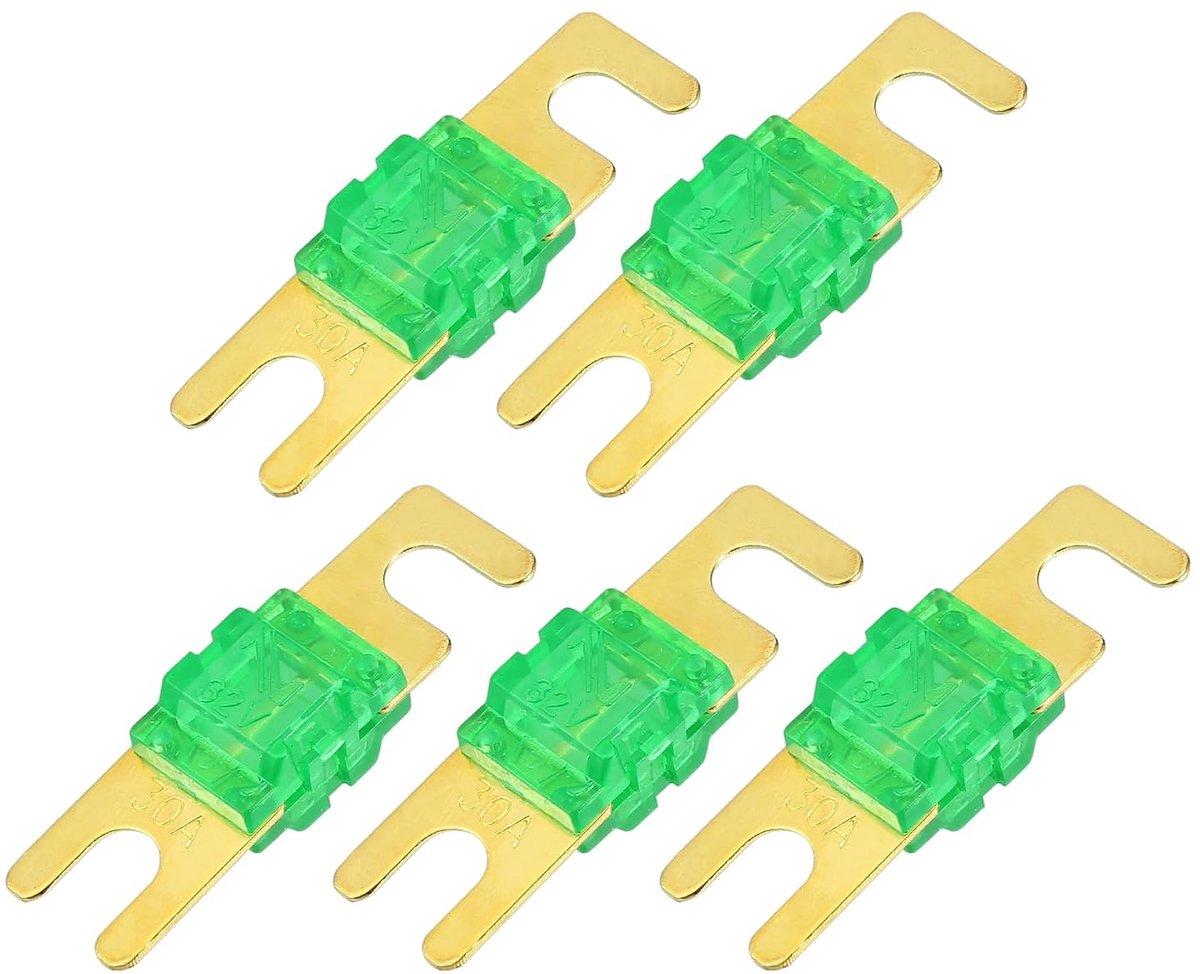 Mini ANL Zekeringen 30A / Audio CD Zekering voor Auto / 5 Stuks Goudkleurig Groen