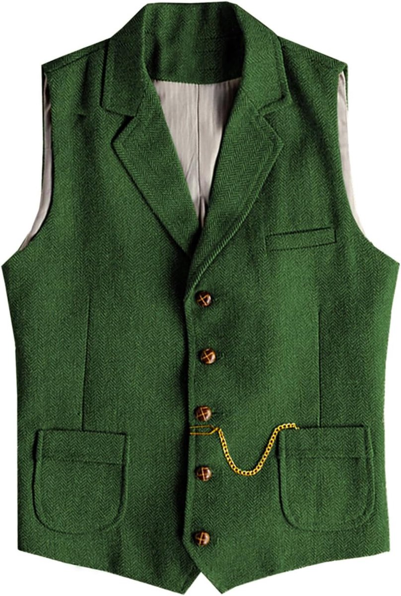 Herringbone Tweed herenpak, vest, wol, slim fit, vest, wol