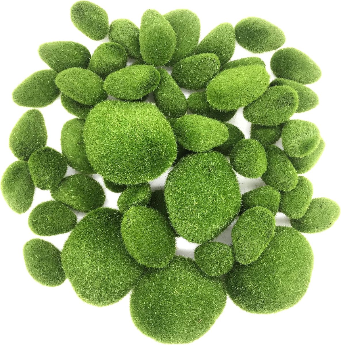 Woohome 50 stuks kunstmatige mosstenen decoratieve set, nepmosstenen, doe-het-zelf paddenstoel en simulatie lieveheersbeestje, nepmosdecoratie voor bloemstukken, sprookjestuinen en knutselen