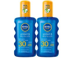NIVEA Sun - Protect en Dry Touch Verfrissende Vernevelende Zonnebrand Spray SPF 30 - 2 x 200 ml - Voordeelverpakking