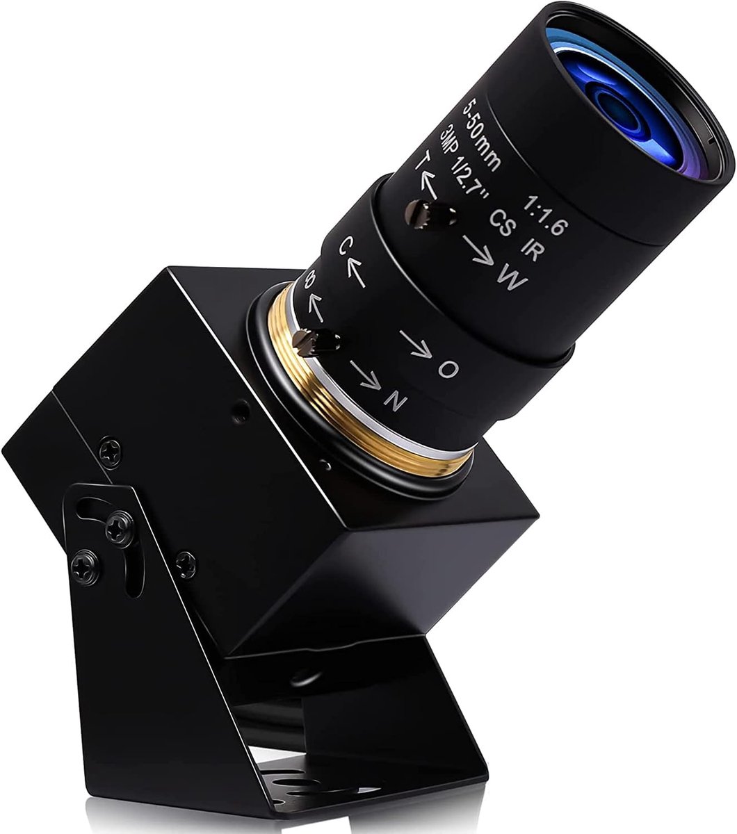 8MP USB webcam met 10x zoomlens 5-50mm CS Mount - varifocale camera voor laptop, pc, computer, plug and play UVC 2448P