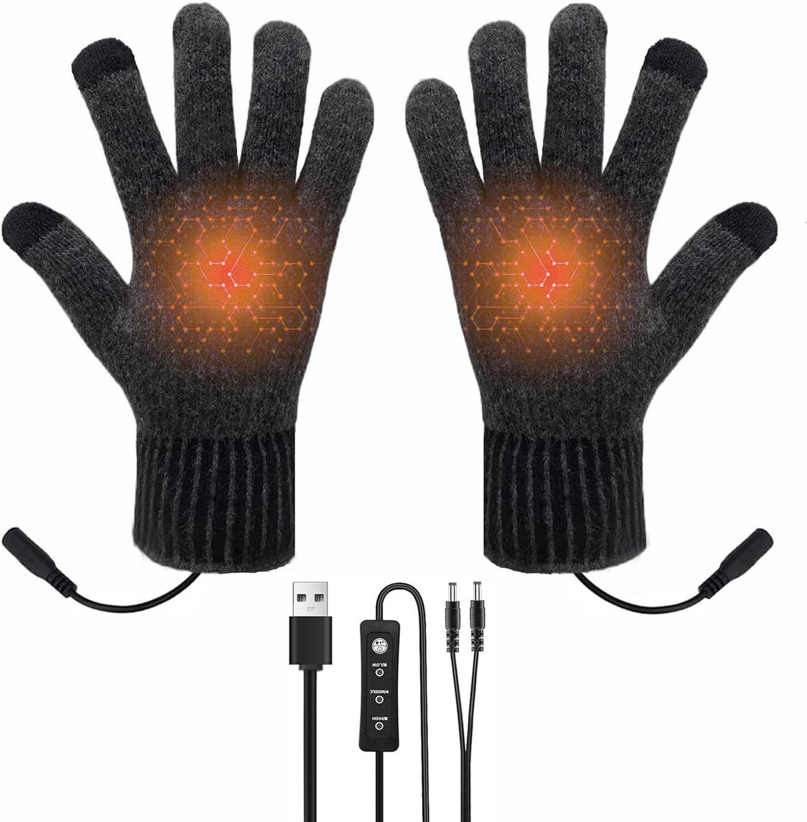 Handschoenen, winterverwarming, touchscreen, drie snelheden instelbaar, warme dames- en herenhandschoenen