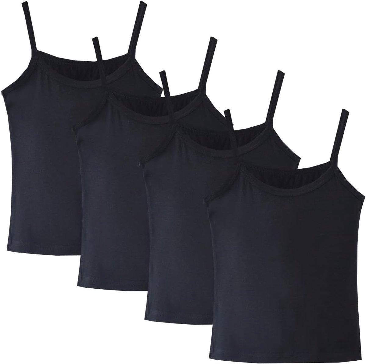 Set van 4 klassieke, solide camisole-onderhemden voor kinderen van 2-10 jaar, peutermeisjes, katoenen racerback tanktop, multipack