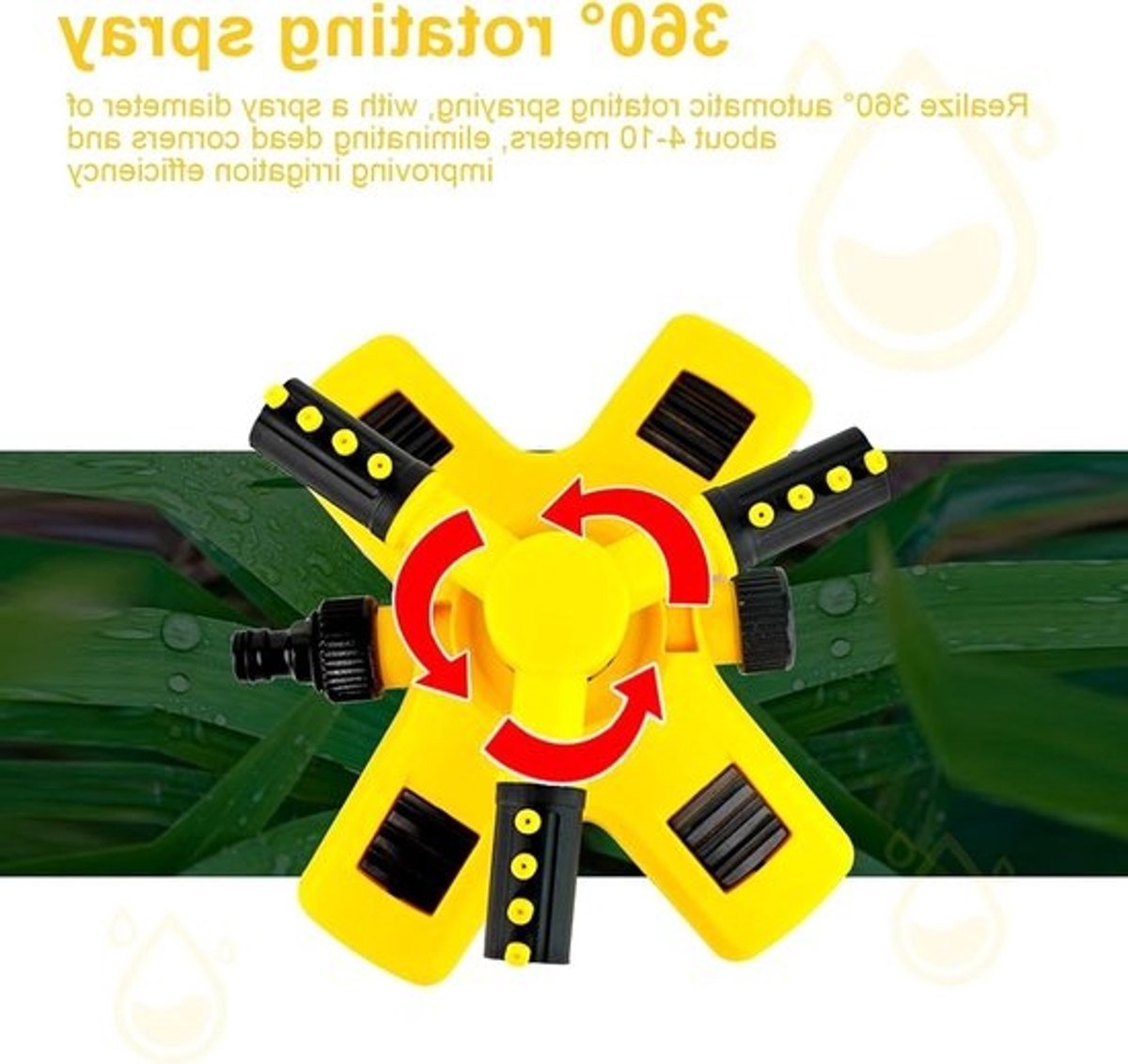 360° draaibaar irrigatiesysteem voor de tuin - spraydiameter 8-10 m - 12 gaten