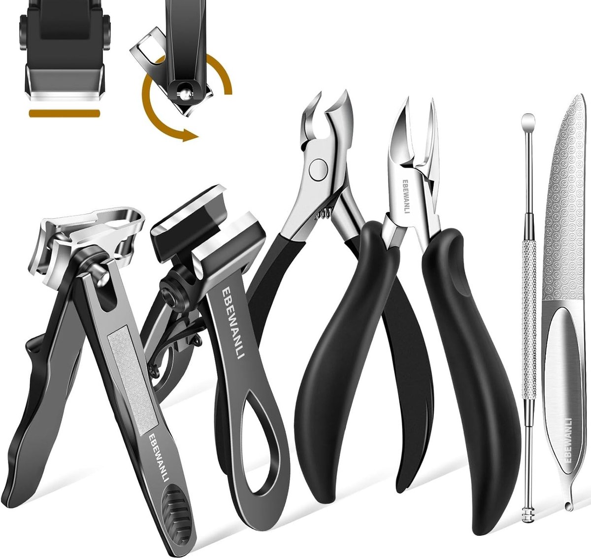Elektrische nagelknipper - Metaal - Brede kaak, rechte snede - Voor dikke en ingegroeide teennagels - Voor senioren en dagelijks gebruik