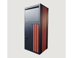 Misa Wonen Pakketbrievenbus Eldorado - Met Houtlook - Vrijstaand & Wandmontage - Stalen Pakketbox - H 102,4 cm B 45 cm D 38,3 cm