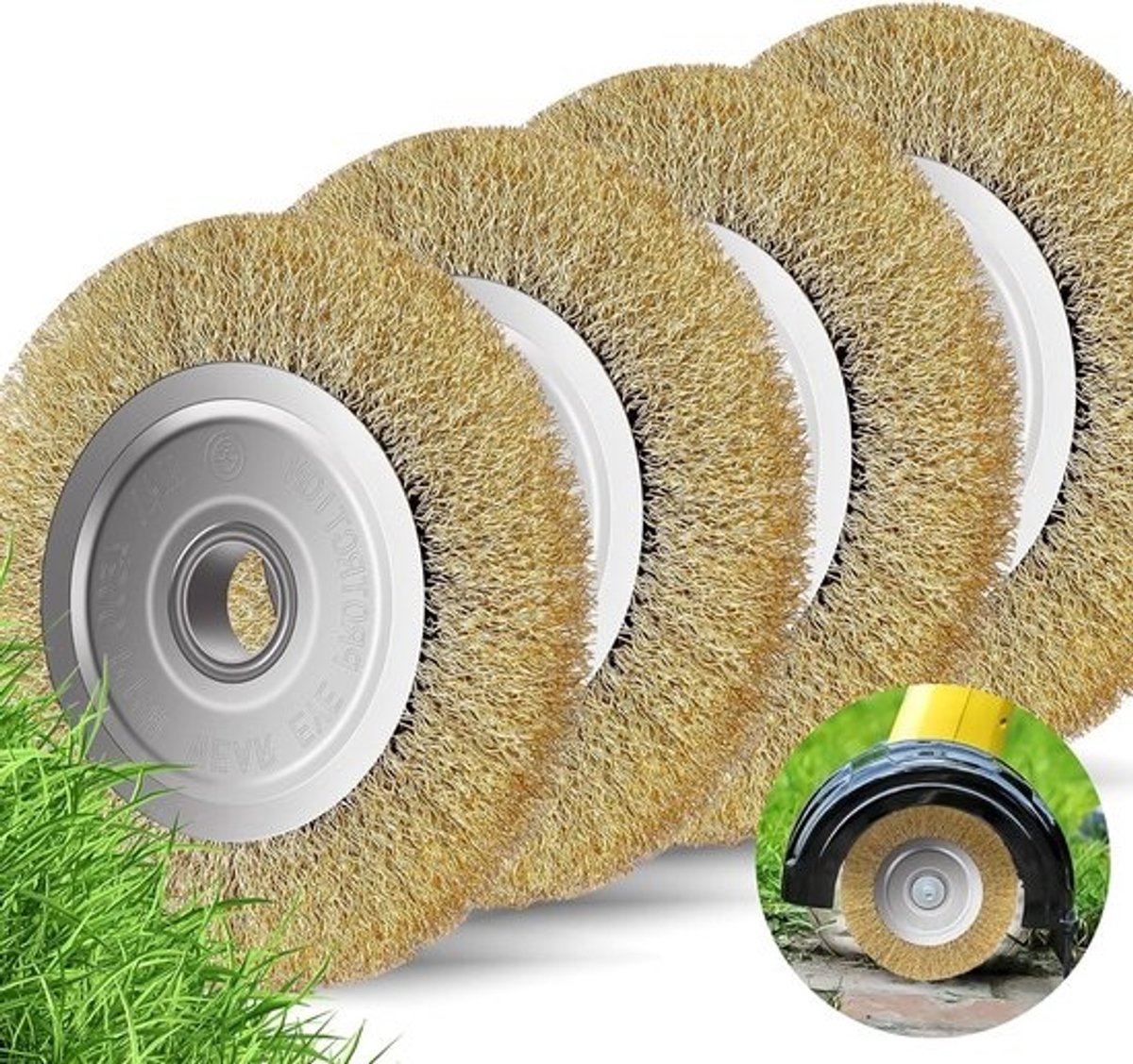 Set van 4 Tuinborstels - Onkruid- en Mosverwijdering - 10 mm - 110 x 16 mm