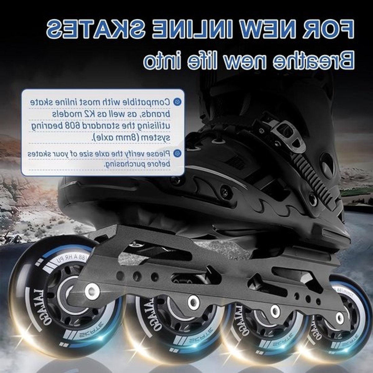 Inline skatewielen 72 mm - 8 stuks 88A hardheid, ABEC 9-lagers voor buiten en binnen, geschikt voor diverse skates