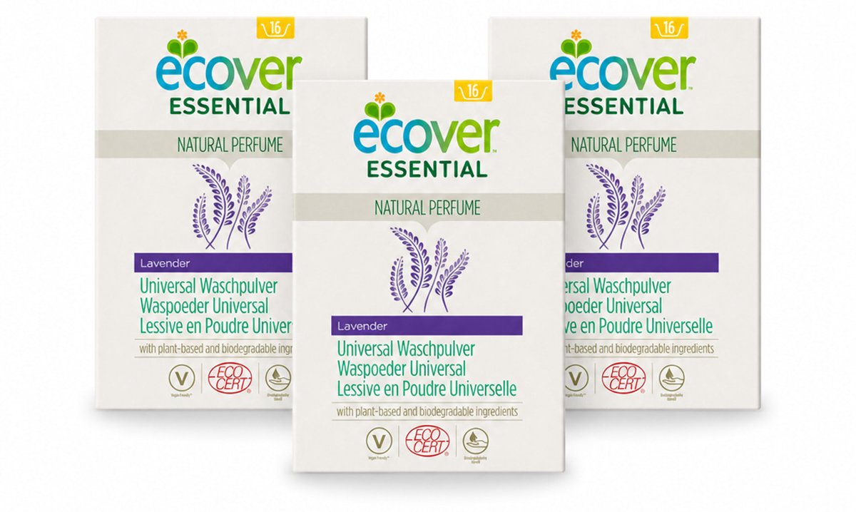3 x Ecover - Waspoeder Essential - Universal - 1,2 kg - Voordeelverpakking - 3 stuks