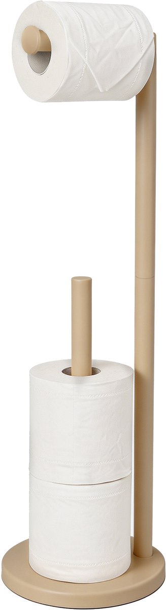 VDN Stainless wc rolhouder staand - wc rolhouder beige - Toiletrolhouder en reserverolhouder - RVS - Geschikt voor 3+1 WC papier rollen - 2 in 1