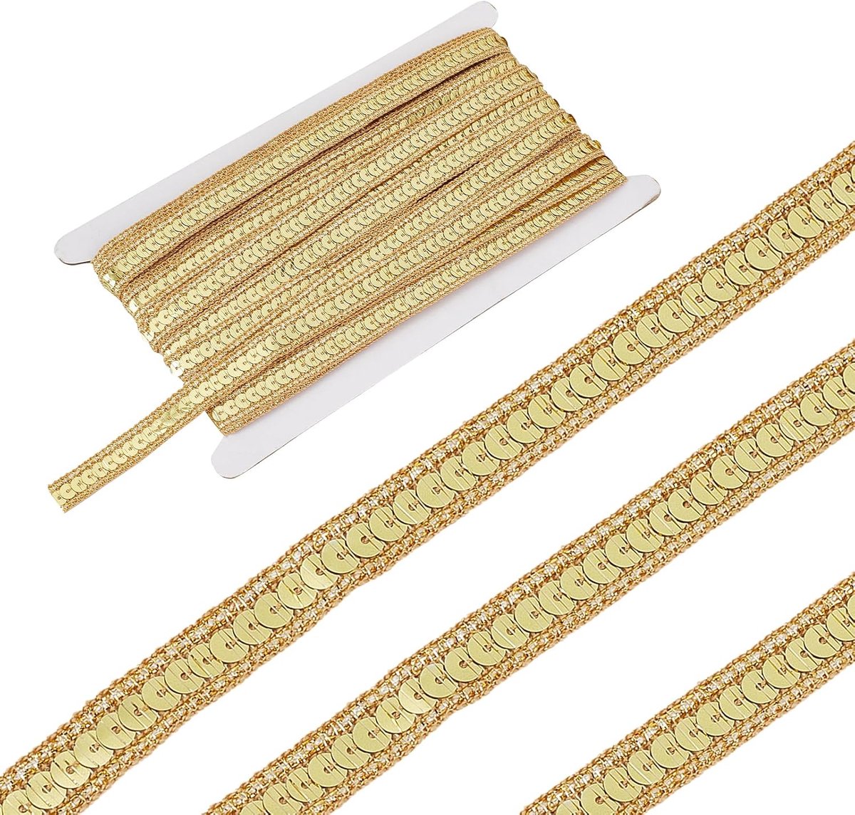 Paillettenlint, boord met pailletten-vlechten, platte glitterstroken om te naaien, glanzende pailletten, metallic pailletten