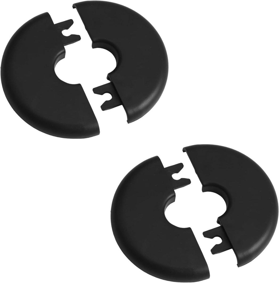 2 stuks 3/4 inch kunststof ronde rozet platen, zelfklevende pijpplaatafdekkingen, decoratieve douchepijphoezen, binnendiameter 20 mm (zwart)