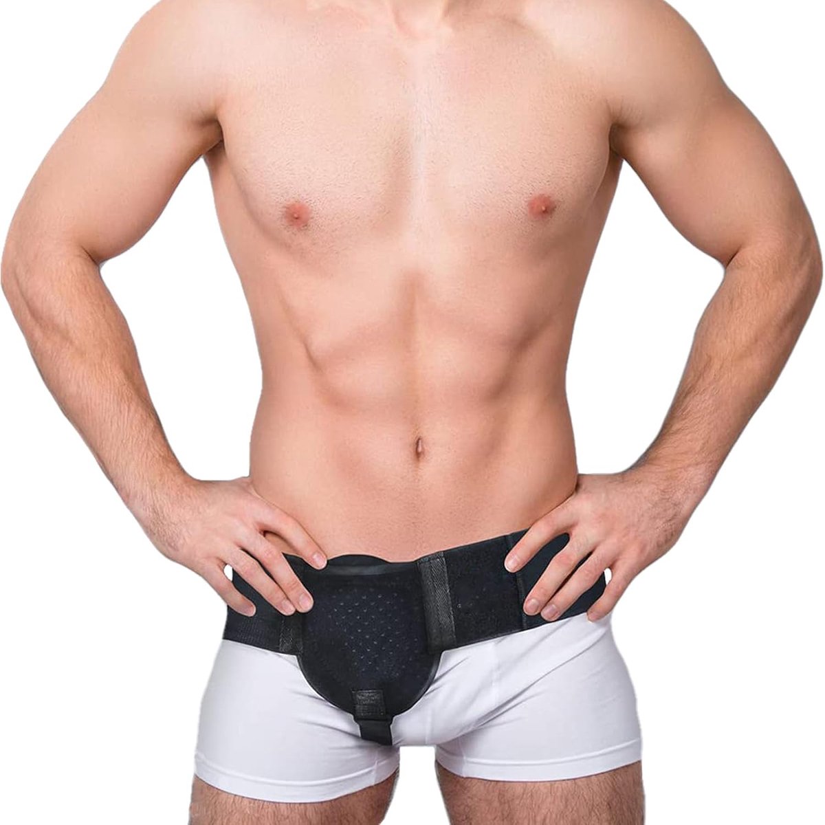 Breukgordel Voor Mannen, Hernia-Riem Voor Mannen Ondersteuning Voor Pijnverlichting, Liesbreuk, Uitneembare Instelbare (Zwart, Large)